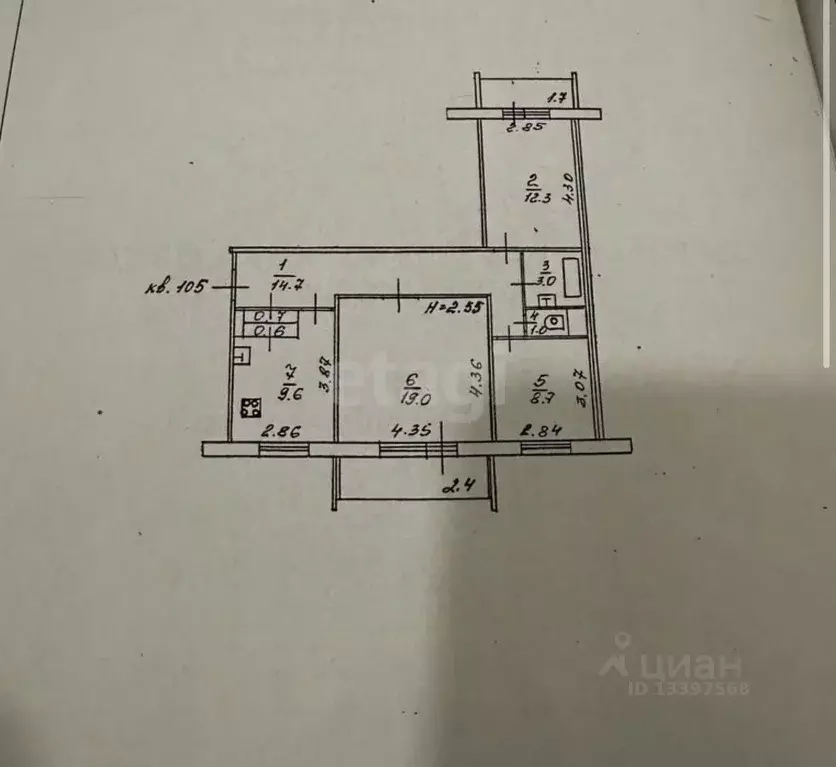 3-к кв. Тверская область, Тверь бул. Шмидта, 5 (69.6 м) - Фото 2