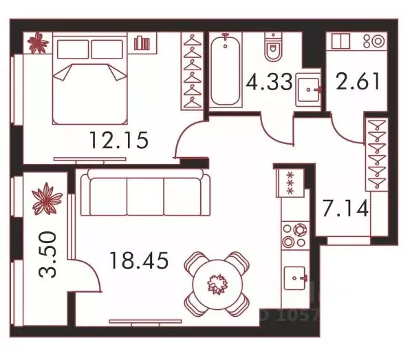 2-к кв. Тульская область, Тула ул. Карпова, 103А (48.18 м) - Фото 0