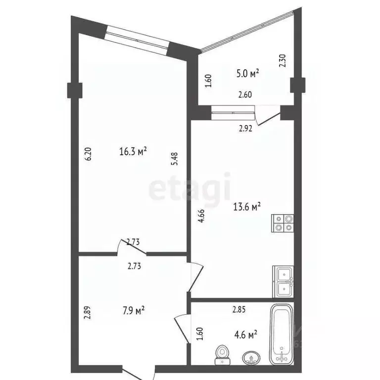 1-к кв. Саха (Якутия), Якутск ул. Богдана Чижика, 2/2 (42.4 м) - Фото 2