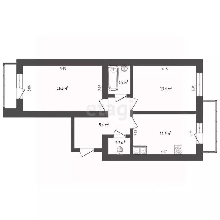 3-к кв. Ярославская область, Ярославль Республиканская ул., 33Б (72.0 ... - Фото 2