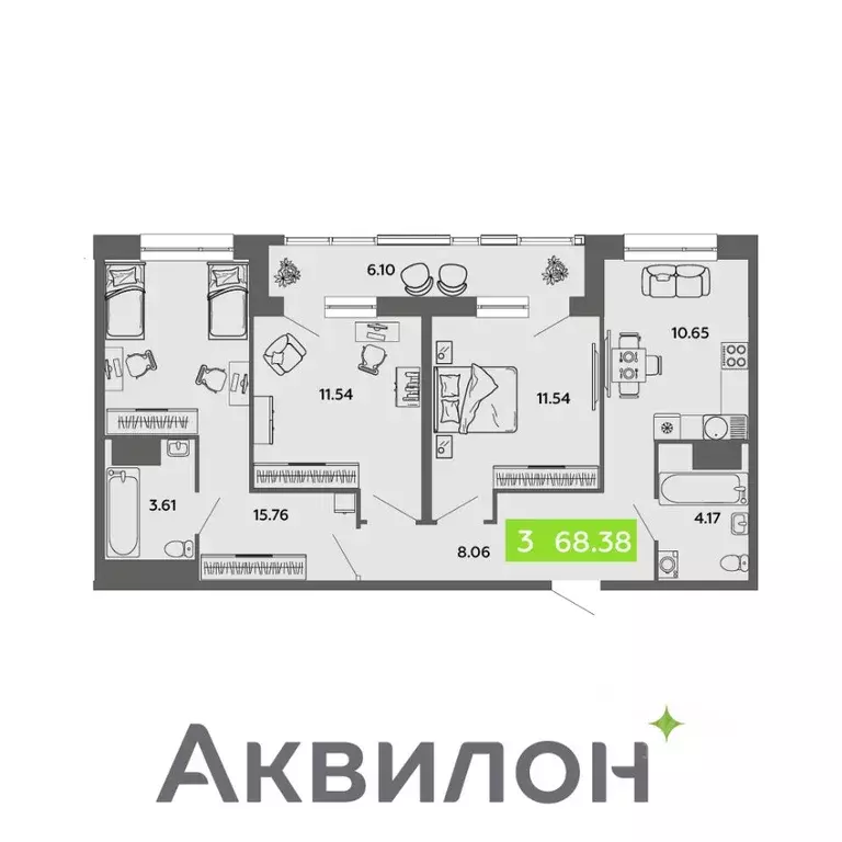 3-к кв. Архангельская область, Архангельск проезд Приорова, 4с1 (68.38 ... - Фото 0