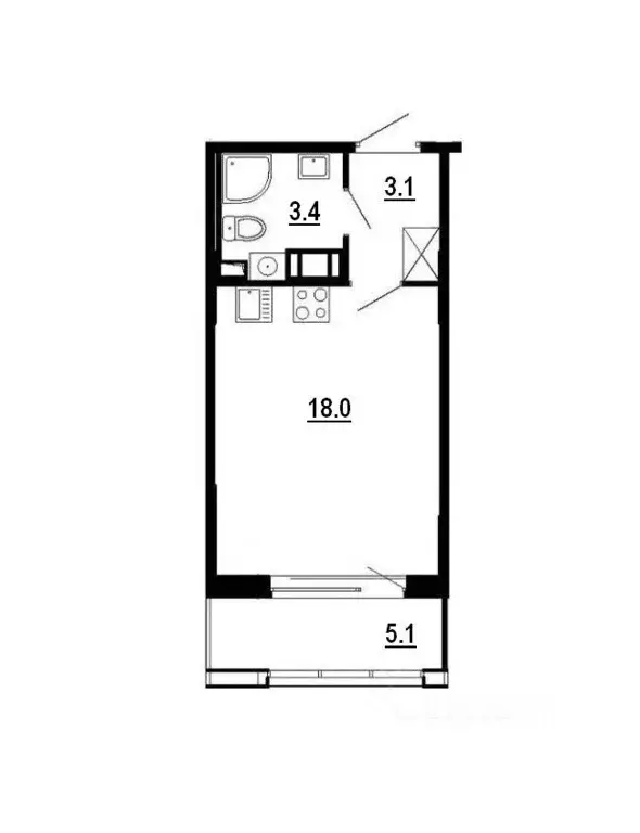 Студия Санкт-Петербург Уральская ул., 23 (27.0 м) - Фото 2