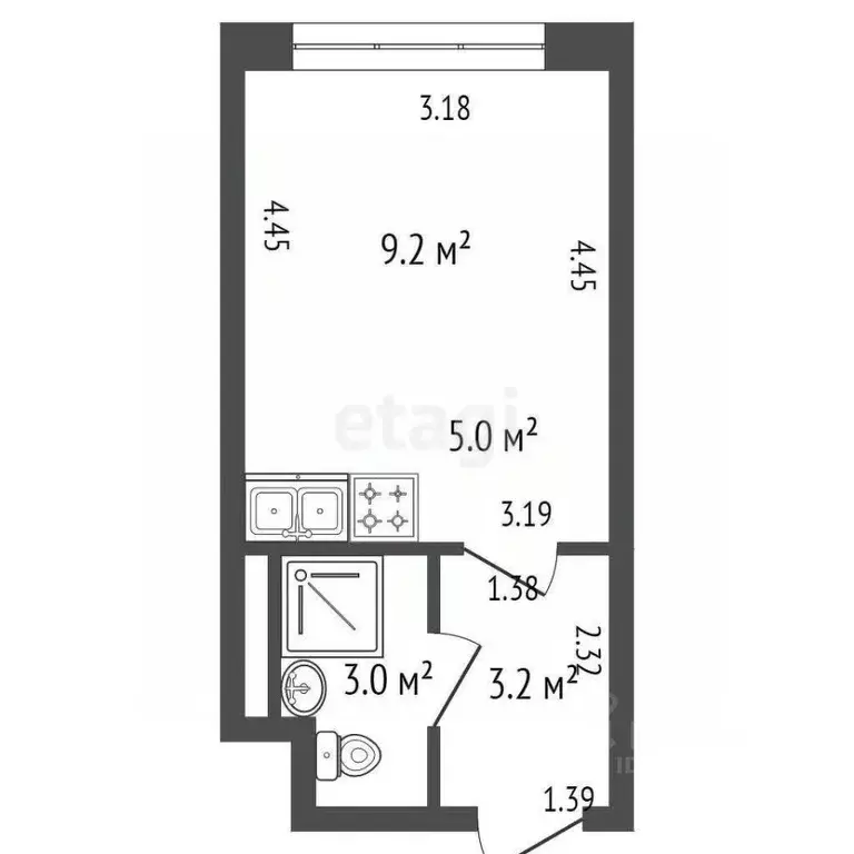 Студия Санкт-Петербург просп. Крузенштерна, 4 (20.4 м) - Фото 1