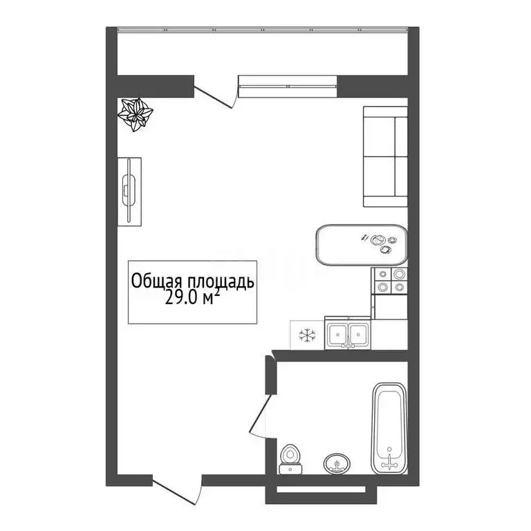 Квартира-студия: Новосибирск, Ипподромская улица, 50 (29 м) - Фото 1