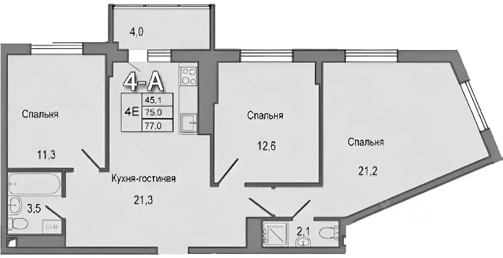 3-к кв. Тверская область, Тверь Оснабрюкская ул., 14 (78.0 м) - Фото 1
