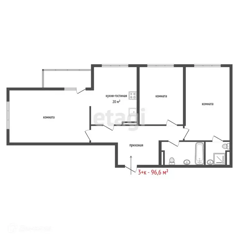 Продаётся 3-к квартира, 96.6 м - Фото 0