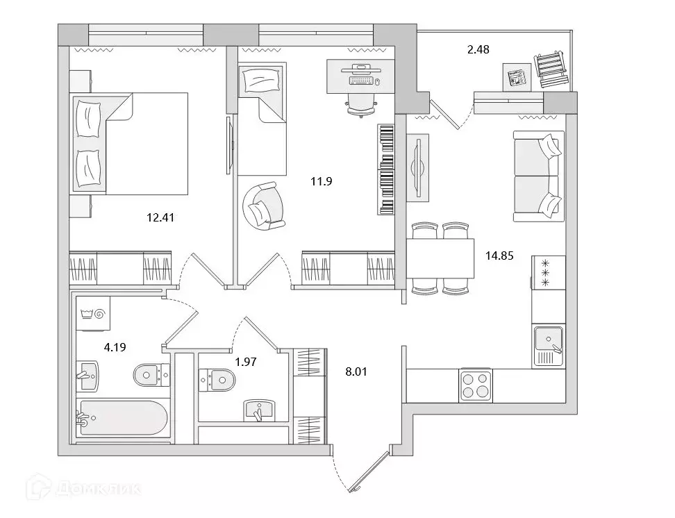 Продаётся 2-к квартира, 53.33 м - Фото 0