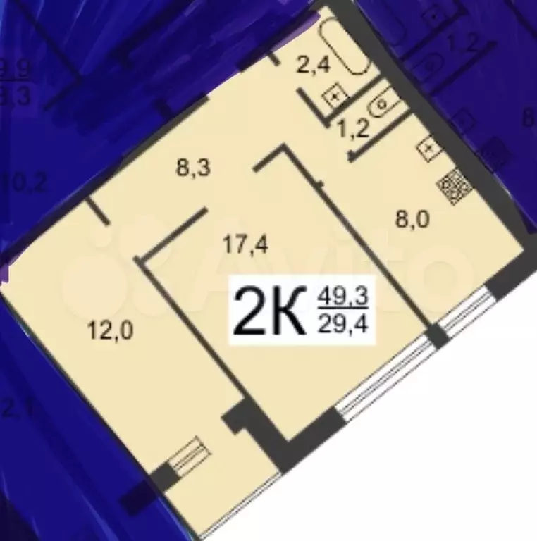 2-к. квартира, 50 м, 3/9 эт. - Фото 0