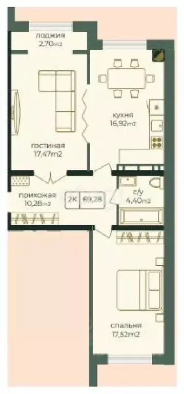 2-к кв. Дагестан, Каспийск просп. Акулиничева (69.28 м) - Фото 0