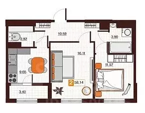 2-к кв. Оренбургская область, Оренбург Северный жилрайон, Фамильные ... - Фото 1