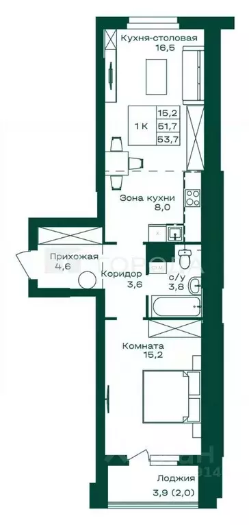 1-к кв. Алтай, Майминский район, с. Майма Алтайская ул., 2к1 (53.7 м) - Фото 2