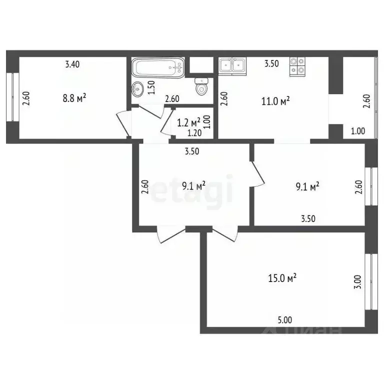 3-к кв. Московская область, Ленинский городской округ, Дрожжино пгт ш. ... - Фото 2
