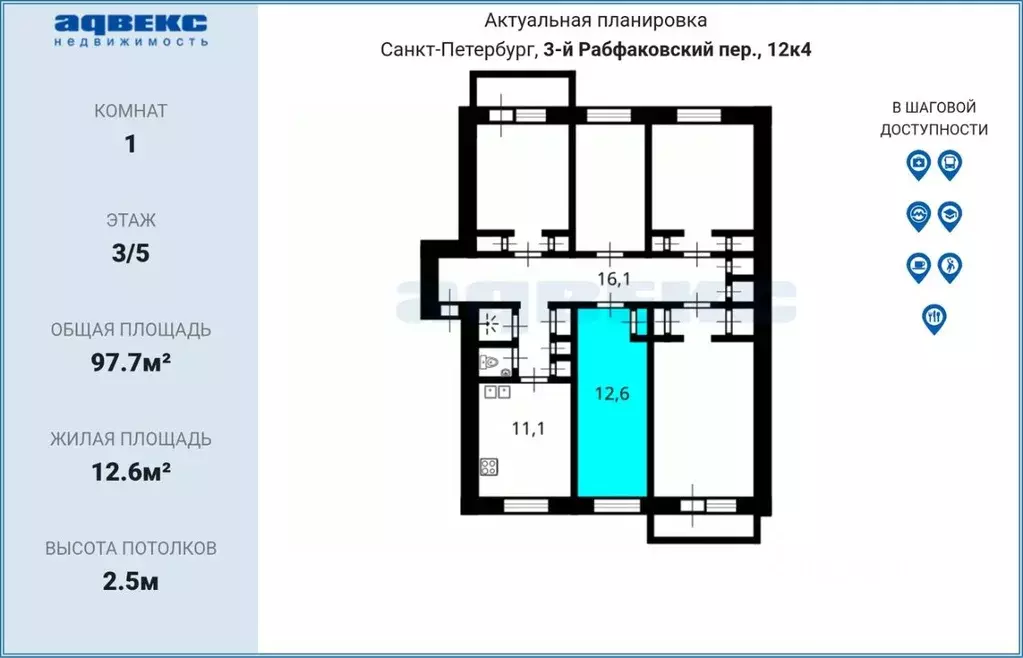 Комната Санкт-Петербург 3-й Рабфаковский пер., 12К4 (12.6 м) - Фото 2