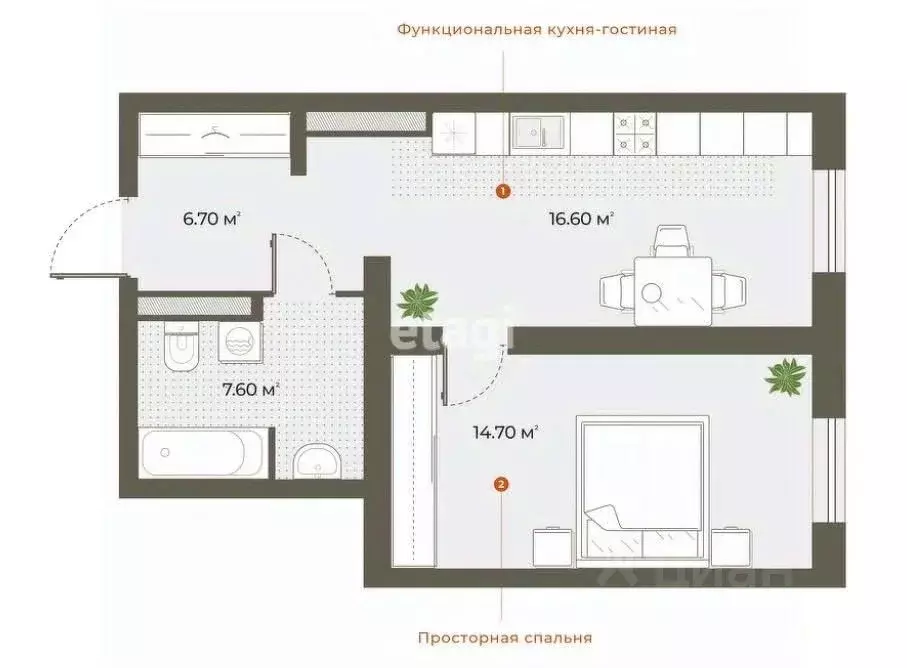 1-к кв. Санкт-Петербург Зеленогорская ул., 3 (45.6 м) - Фото 0