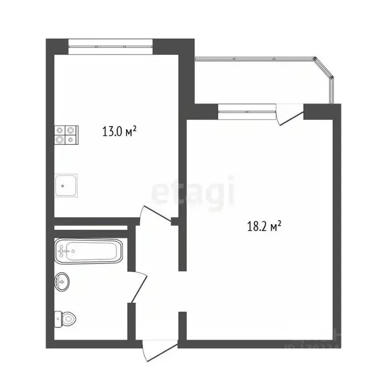 1-к кв. Тюменская область, Тюмень ул. Валентины Трофимовой, 3 (39.6 м) - Фото 1