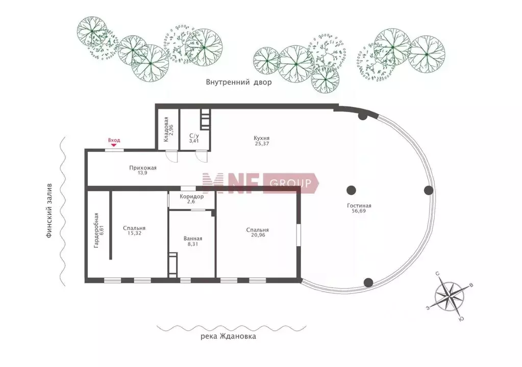 3-к кв. Санкт-Петербург Ждановская ул., 45 (175.6 м) - Фото 2