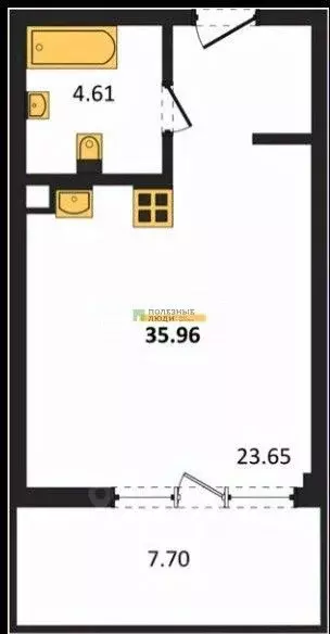 Студия Севастополь ул. Летчиков, 10к3 (35.3 м) - Фото 2