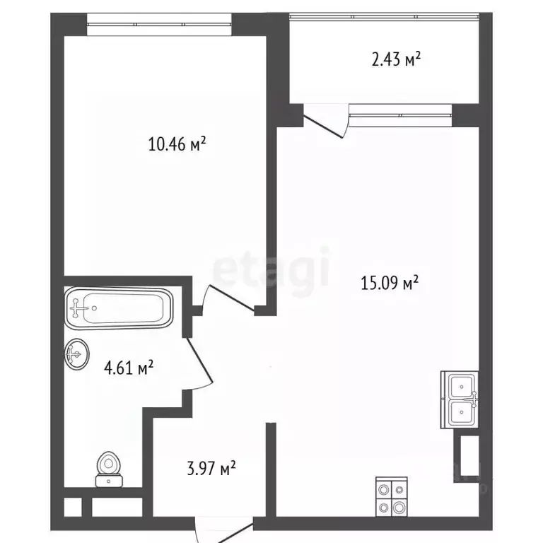 1-к кв. Тюменская область, Тюмень ул. Анатолия Клиндюка, 3 (34.3 м) - Фото 1