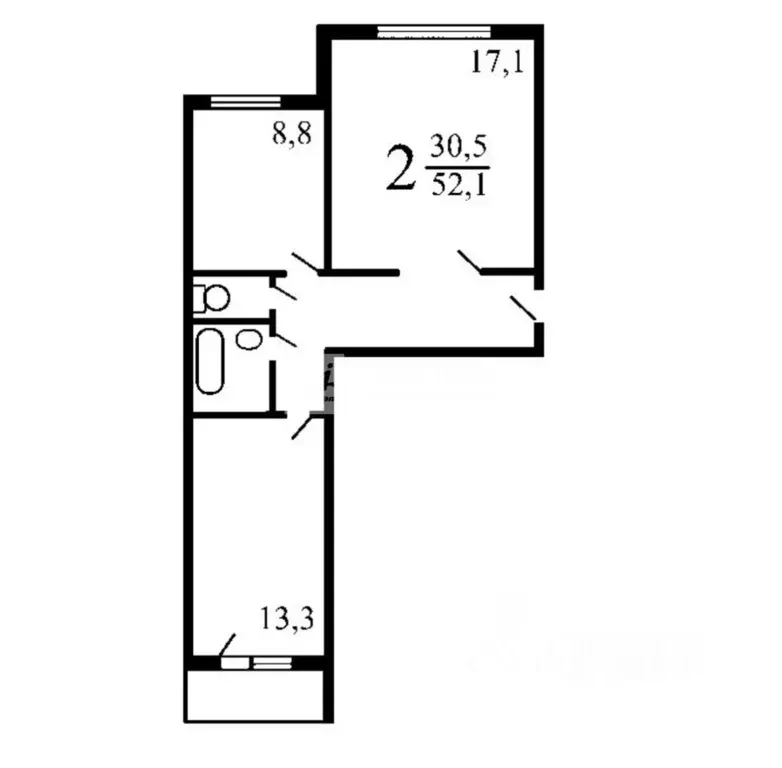 2-к кв. Москва Мурановская ул., 17 (51.9 м) - Фото 2