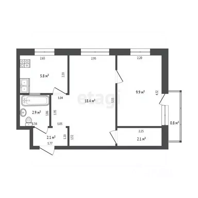 2-к кв. Марий Эл, Йошкар-Ола Пролетарская ул., 53 (41.2 м) - Фото 2