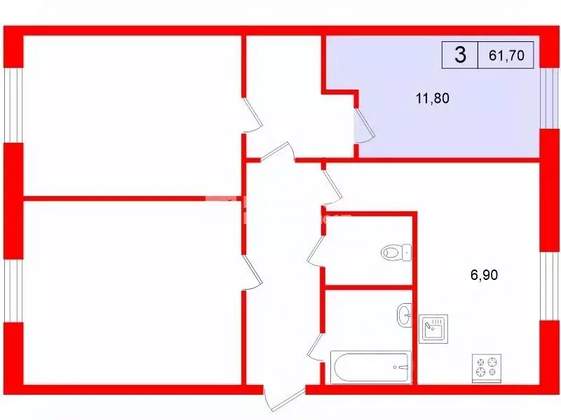 Комната Санкт-Петербург просп. Большевиков, 53К1 (12.0 м) - Фото 2