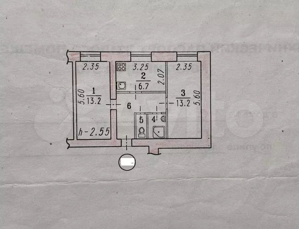 2-к. квартира, 43,7 м, 5/5 эт. - Фото 0