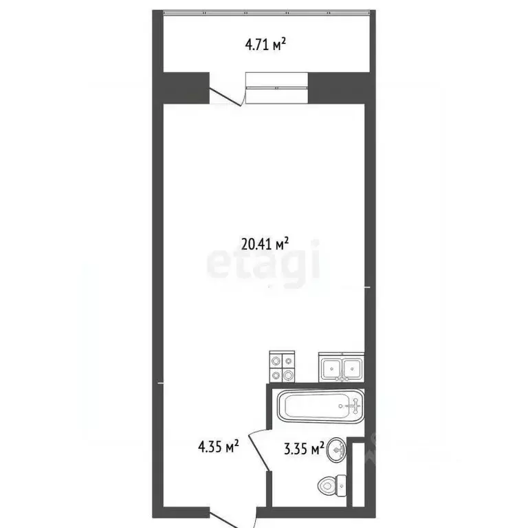 Студия Хабаровский край, Хабаровск ул. Алексеевская, 64/2 (28.5 м) - Фото 2