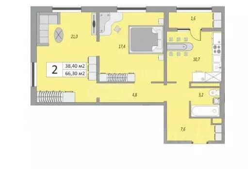 2-к кв. Оренбургская область, Оренбург ул. Гаранькина, 27 (51.65 м) - Фото 1