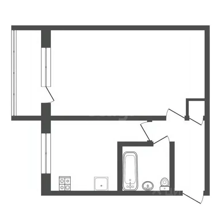 1-к кв. Кемеровская область, Юрга ул. Максименко, 24 (29.5 м) - Фото 2