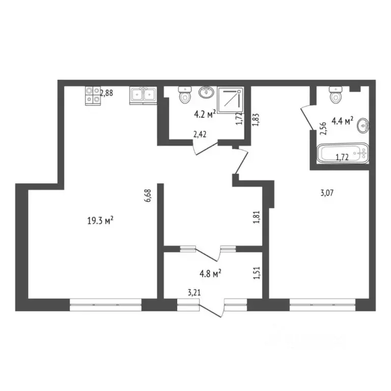 2-к кв. Тюменская область, Тюмень ул. Василия Шамова, 6 (63.3 м) - Фото 2