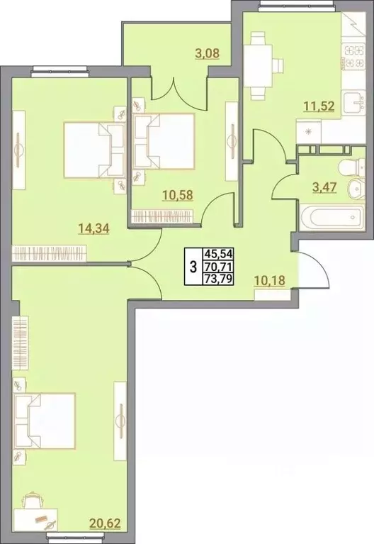 3-к кв. Волгоградская область, Волгоград Удмуртская ул., 75 (73.79 м) - Фото 1