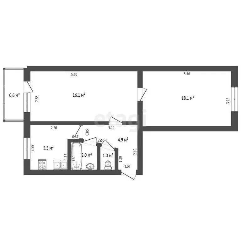 2-комнатная квартира: Саранск, улица Попова, 54 (47 м) - Фото 0