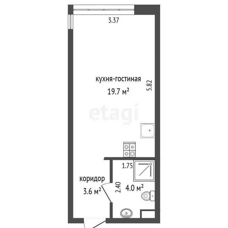 Квартира-студия: Кемерово, улица Дружбы, 30/2 (27.3 м) - Фото 1