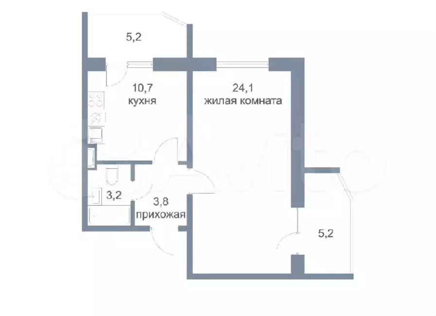 1-к. квартира, 41,8 м, 23/24 эт. - Фото 0