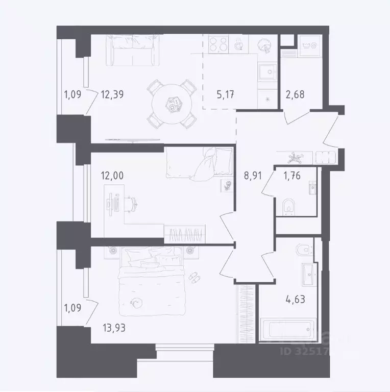 2-к кв. Московская область, Красногорск ул. Тенистых Аллей, 1к2 (58.0 ... - Фото 1