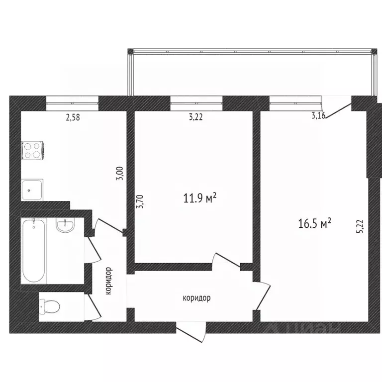 2-к кв. Белгородская область, Белгород ул. Шаландина, 7 (47.0 м) - Фото 1