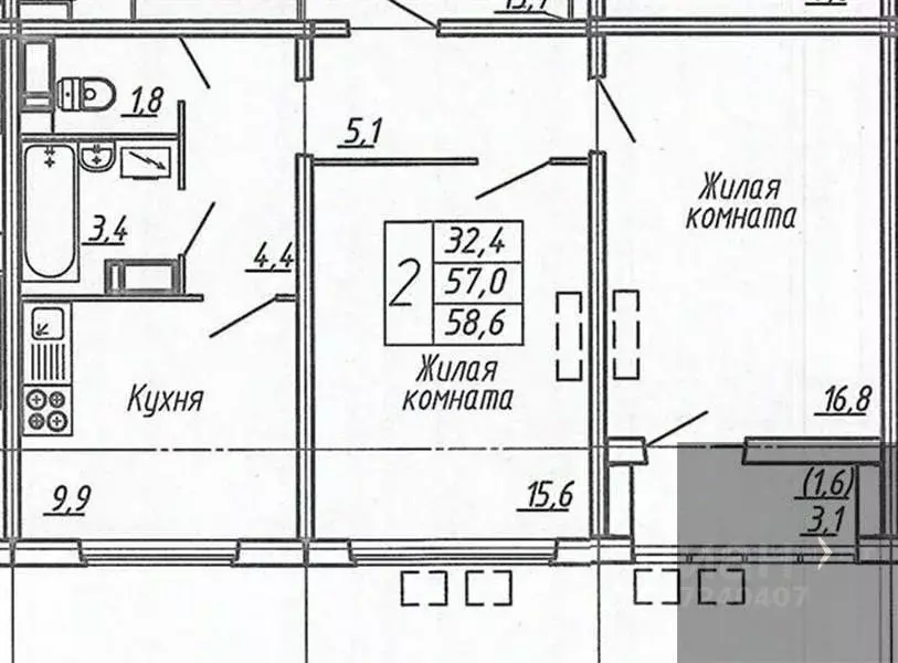 2-к кв. Воронежская область, Воронеж ул. Шишкова, 140Б/6 (59.0 м) - Фото 0