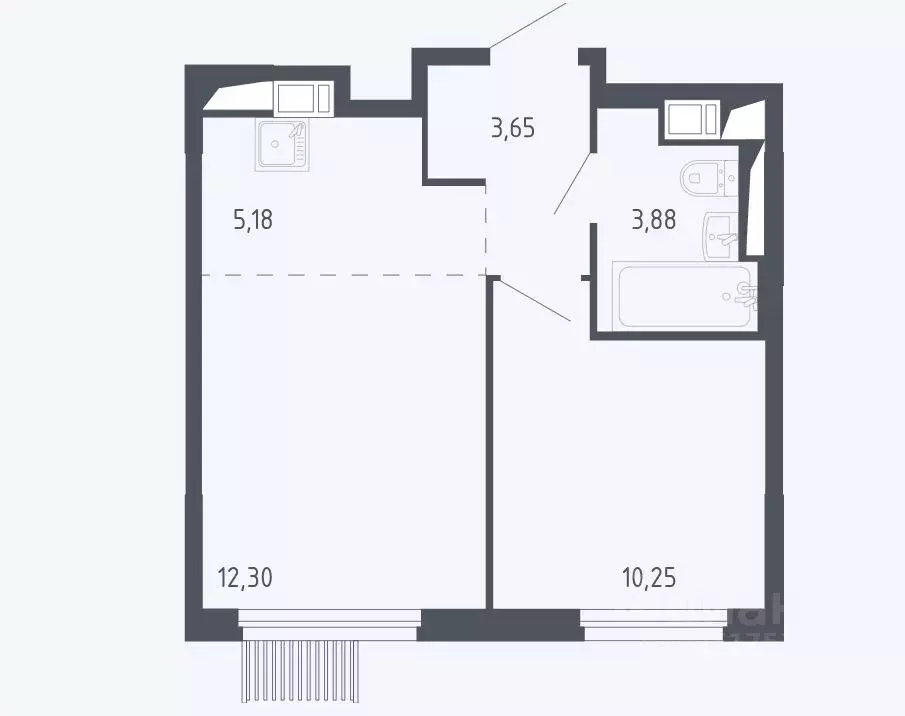 1-к кв. Московская область, Мытищи пер. 1-й Стрелковый, 3 (34.6 м) - Фото 2