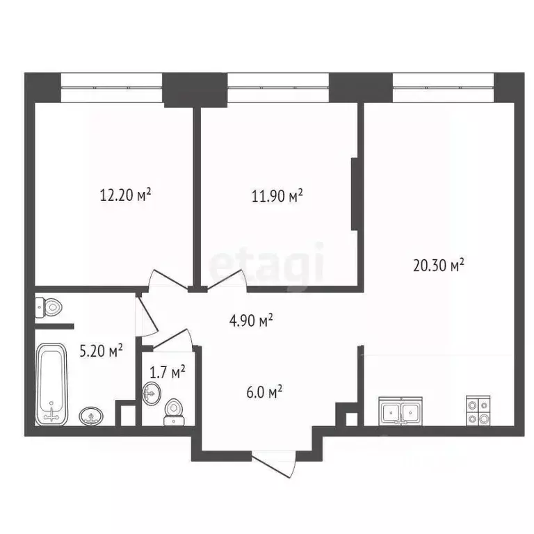 2-к кв. Москва ул. Петра Кончаловского, 7к3 (62.2 м) - Фото 1