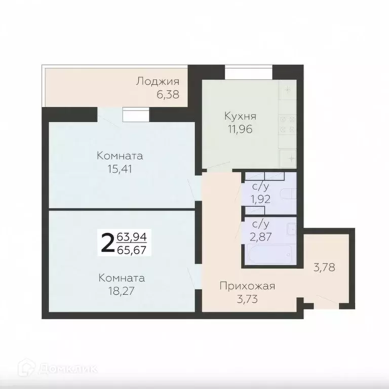 Продаётся 2-к квартира, 65.67 м - Фото 0