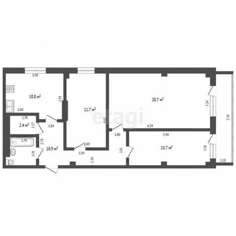 3-к кв. Ханты-Мансийский АО, Ханты-Мансийск ул. Строителей, 100 (72.9 ... - Фото 2