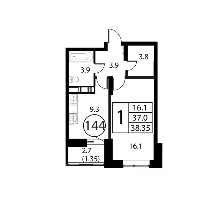 1-к кв. Московская область, Домодедово Авиационный мкр, ул. ... - Фото 1