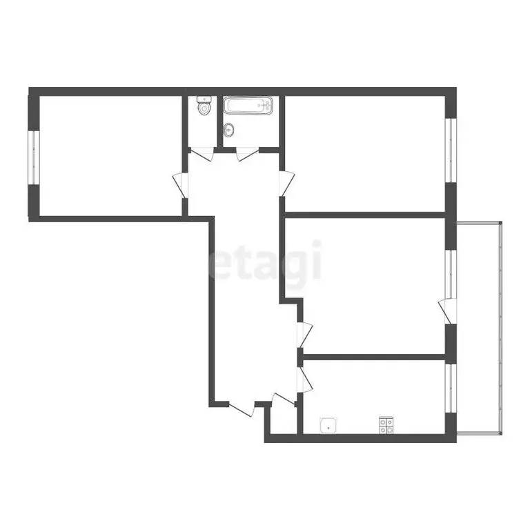 3-комнатная квартира: Томск, микрорайон Солнечный, улица Бирюкова, 2 ... - Фото 1