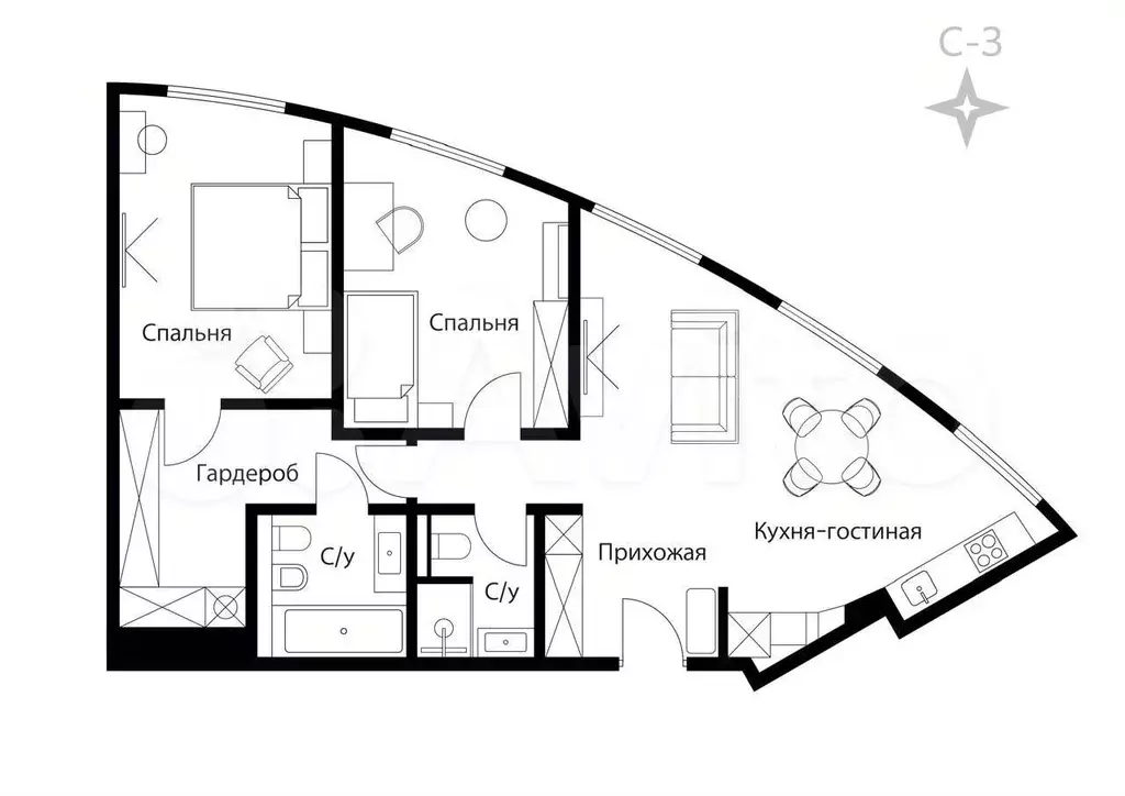 3-к. квартира, 81,2 м, 7/12 эт. - Фото 0