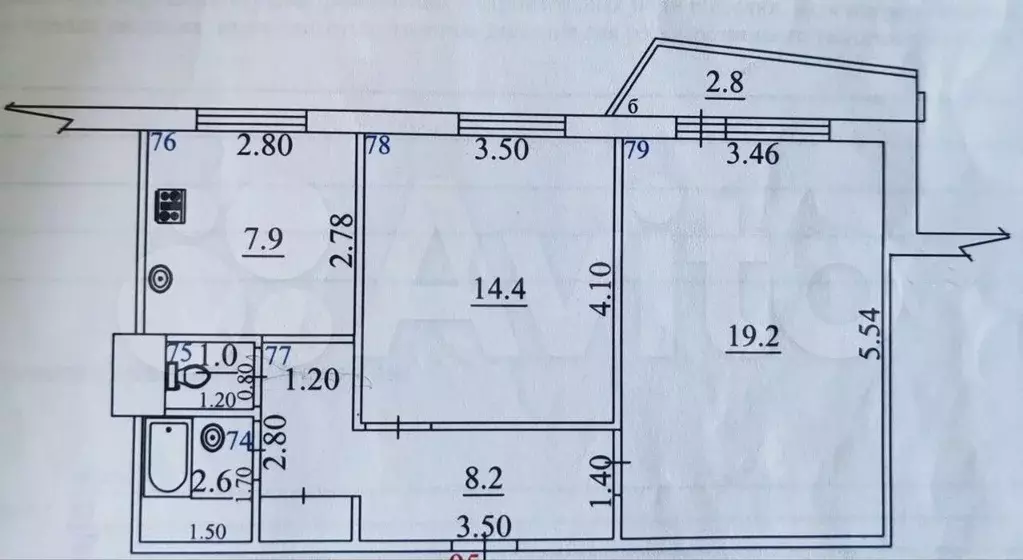 2-к. квартира, 53 м, 7/9 эт. - Фото 0