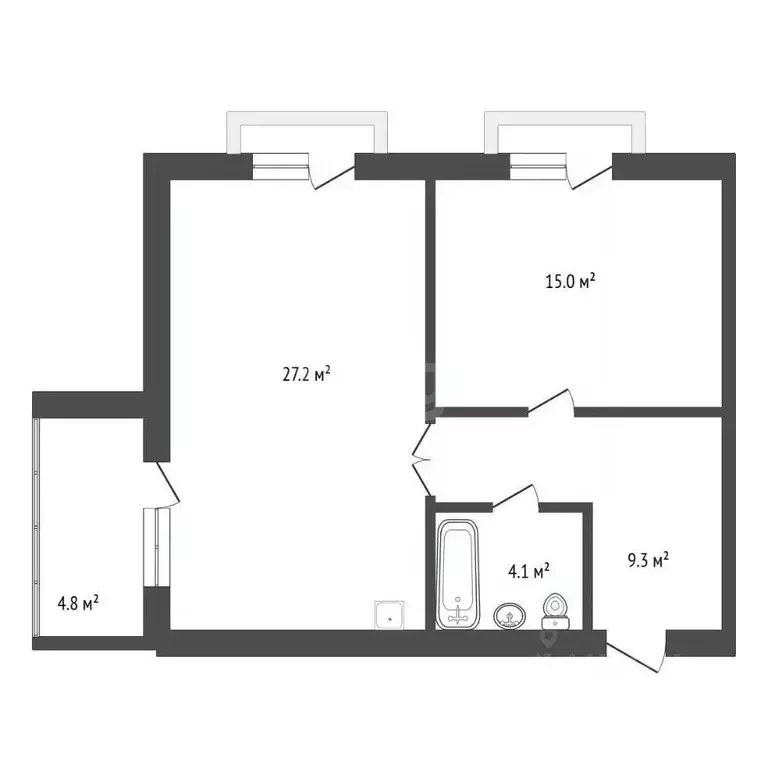 2-к кв. Амурская область, Благовещенск ул. Ломоносова, 181 (55.6 м) - Фото 1