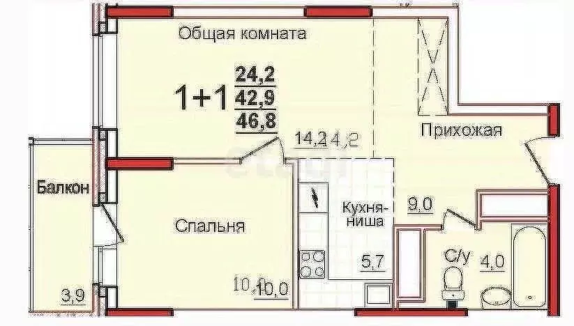 1-к кв. Тульская область, Тула городской округ, с. Осиновая Гора ул. ... - Фото 0