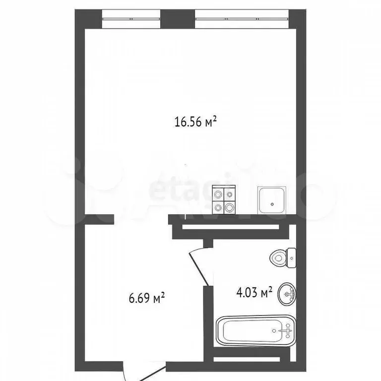 Квартира-студия, 27,4 м, 13/15 эт. - Фото 0