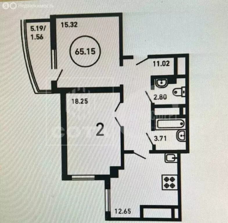 1-комнатная квартира: Воронеж, улица Революции 1905 года, 31Ю (65 м) - Фото 2