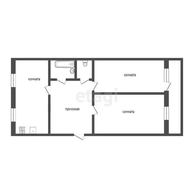 3-комнатная квартира: Ухта, Интернациональная улица, 60 (61.7 м) - Фото 2